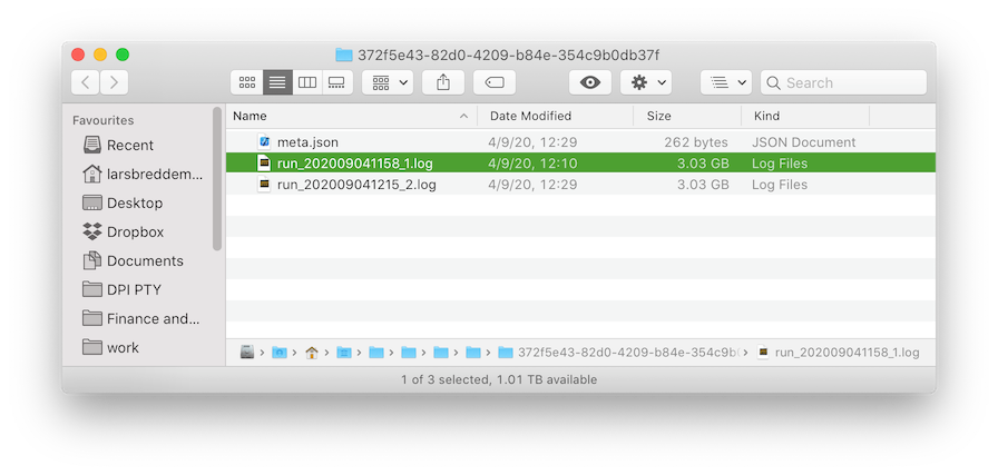 Some large log files